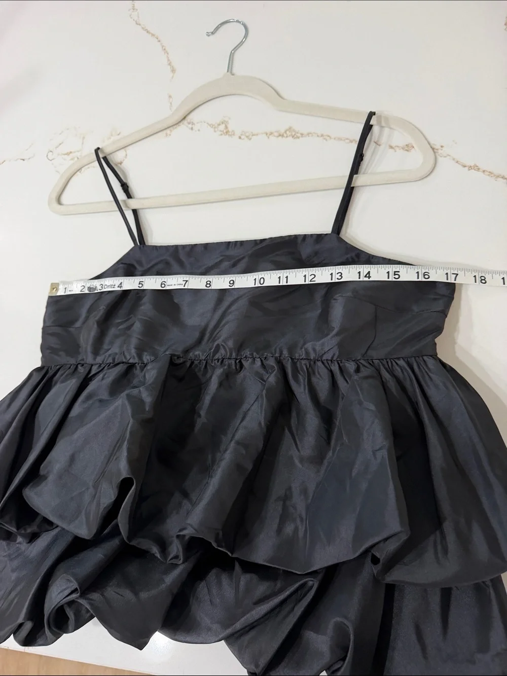 a new day Black Tiered Taffeta Tank Top with Adjustable Straps | S